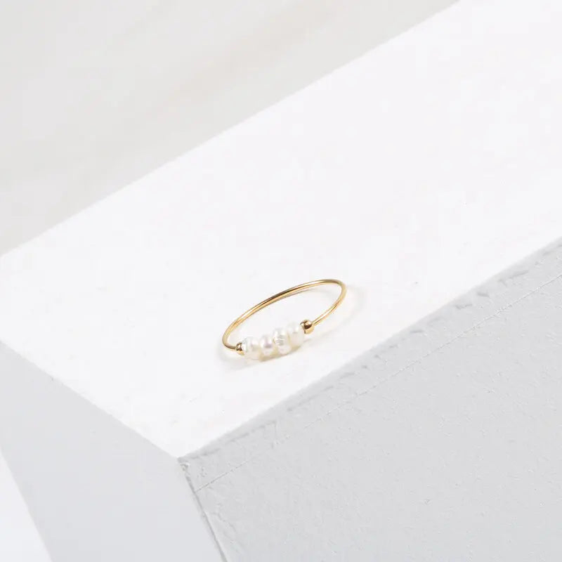 Luxury Gold Freshwater Pearl Ring for Women