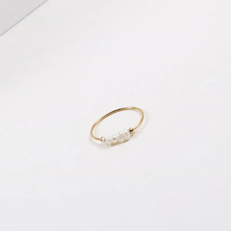 Luxury Gold Freshwater Pearl Ring for Women