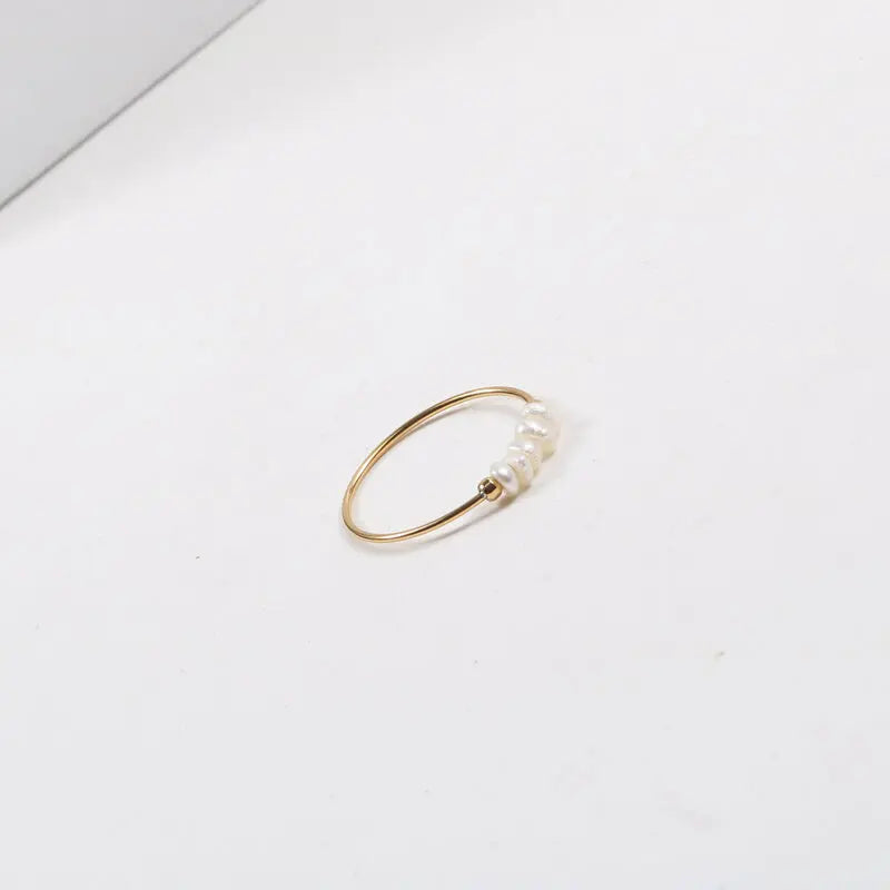 Luxury Gold Freshwater Pearl Ring for Women