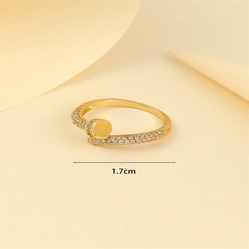 UILZ Adjustable Punk Nail Ring with Cubic Zirconia – Stylish Korean Fashion Jewelry