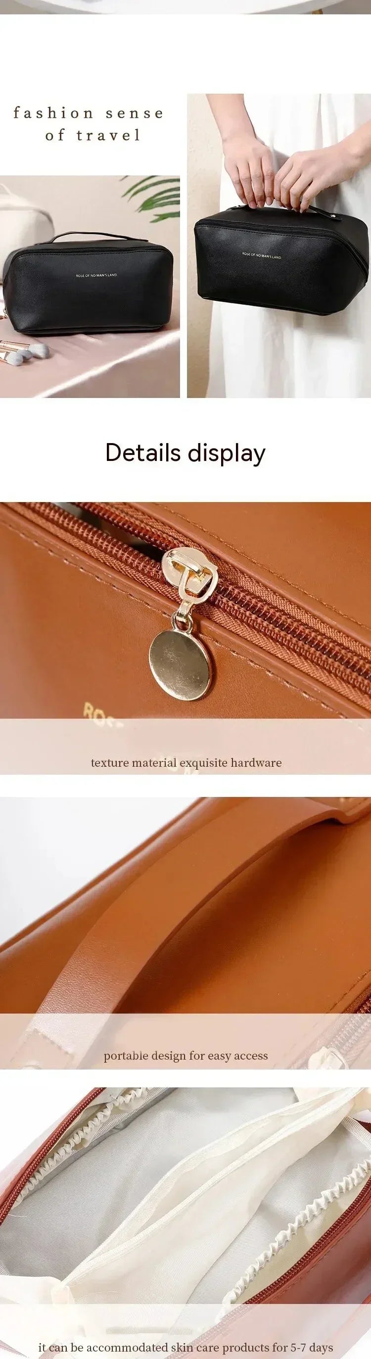 Luxury Travel Makeup Bag – Large Capacity & Stylish Essentials Organizer