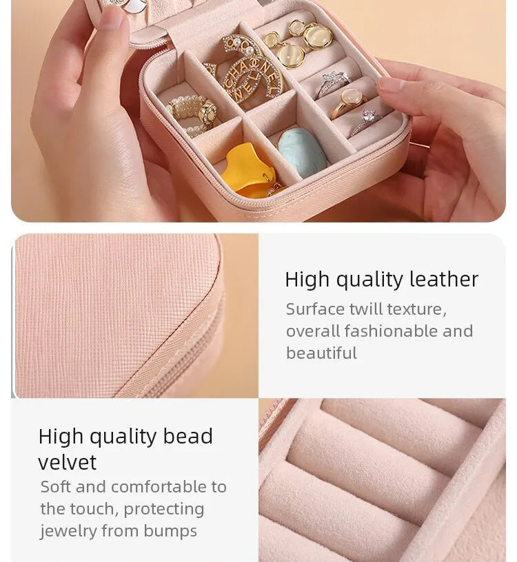 Chic Travel Jewelry Box – Compact Organizer for Rings, Earrings & Necklaces
