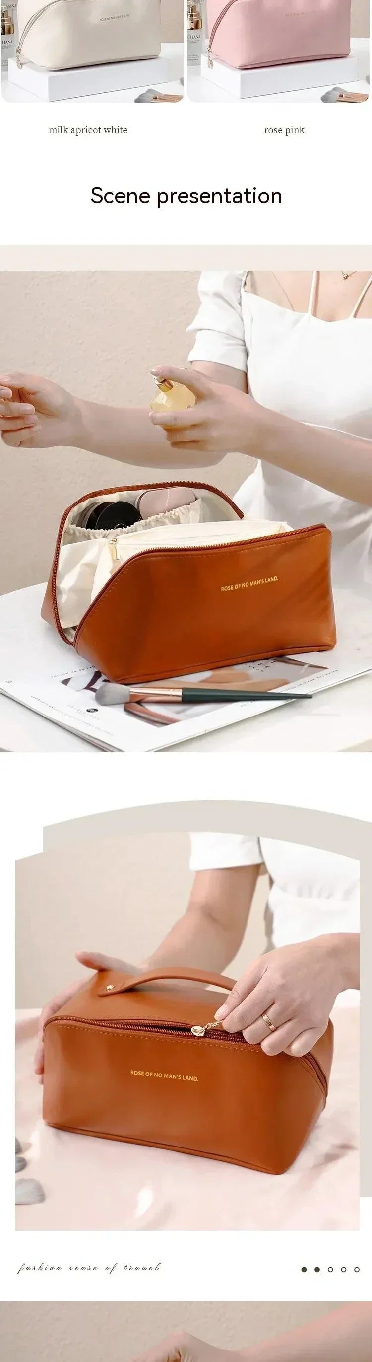 Luxury Travel Makeup Bag – Large Capacity & Stylish Essentials Organizer
