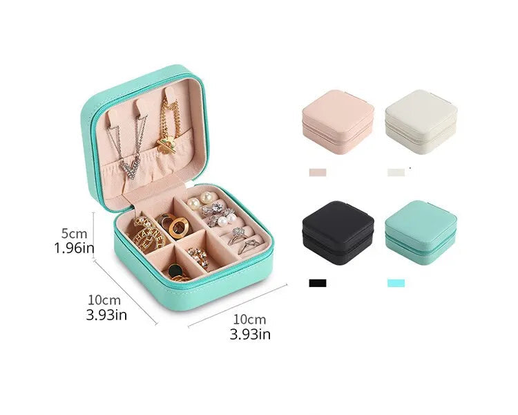 Chic Travel Jewelry Box – Compact Organizer for Rings, Earrings & Necklaces