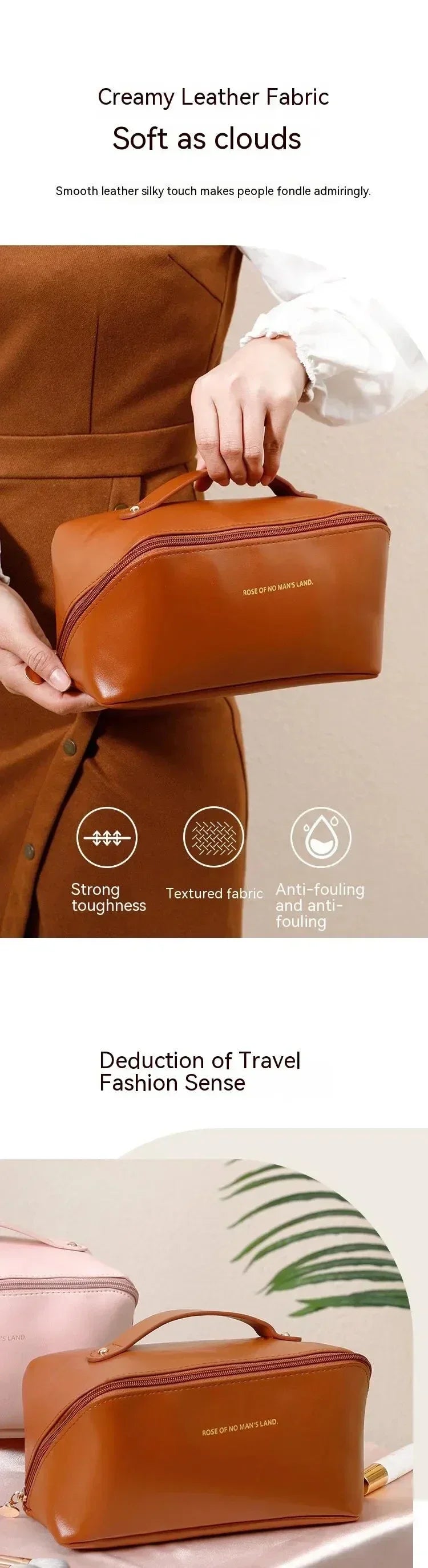 Luxury Travel Makeup Bag – Large Capacity & Stylish Essentials Organizer