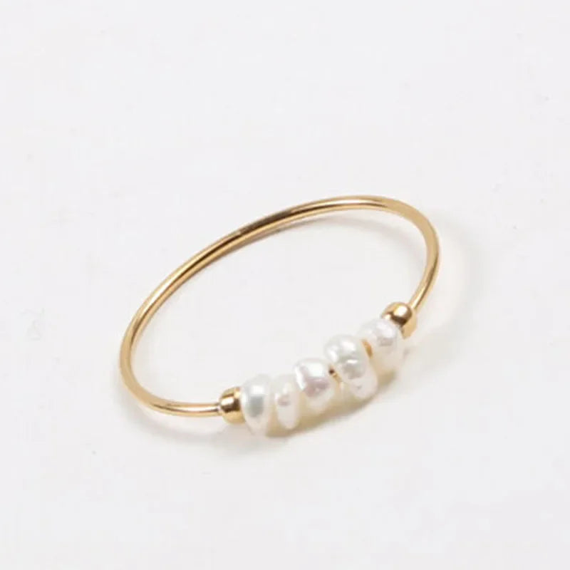Luxury Gold Freshwater Pearl Ring for Women