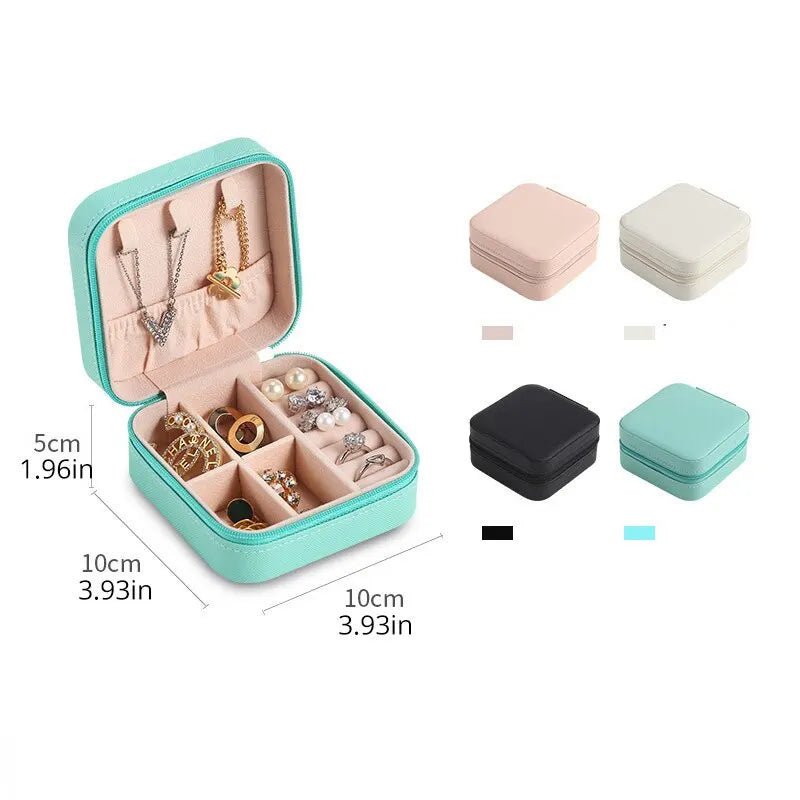 Chic Travel Jewelry Box – Compact Organizer for Rings, Earrings & Necklaces