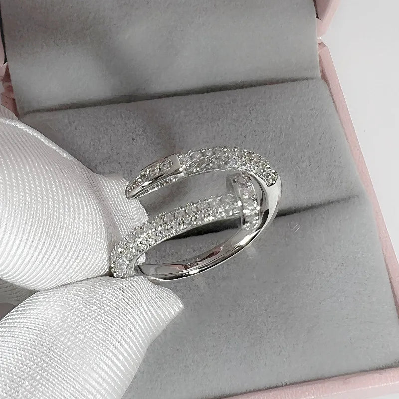UILZ Adjustable Punk Nail Ring with Cubic Zirconia – Stylish Korean Fashion Jewelry