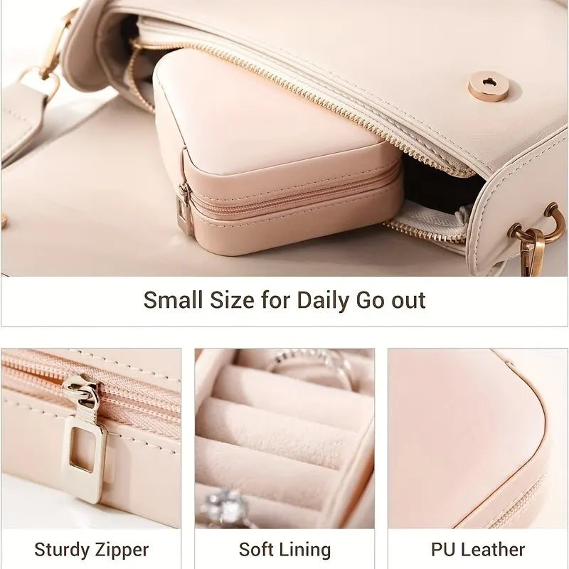 Chic Travel Jewelry Box – Compact Organizer for Rings, Earrings & Necklaces
