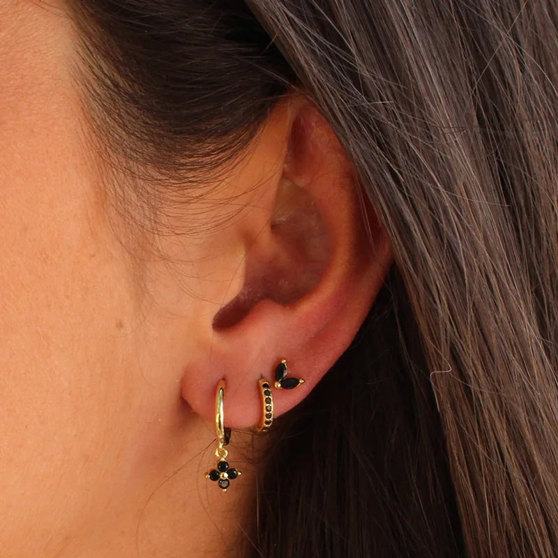 Exquisite 3-Piece Green Zircon Flower Dangle Earrings Set for Women