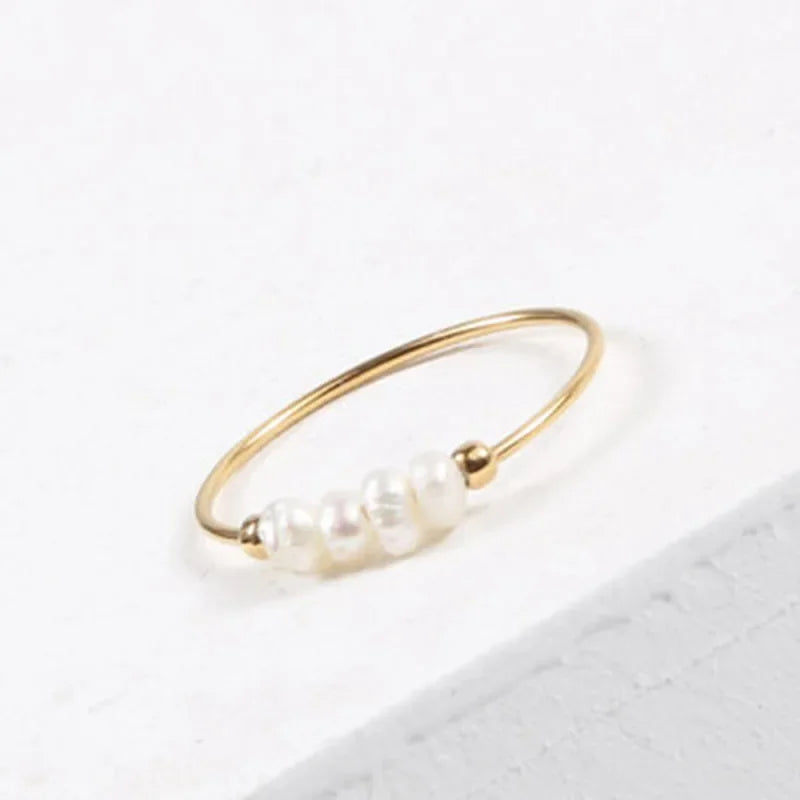 Luxury Gold Freshwater Pearl Ring for Women