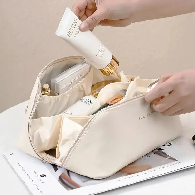 Luxury Travel Makeup Bag – Large Capacity & Stylish Essentials Organizer