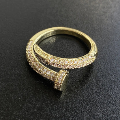 UILZ Adjustable Punk Nail Ring with Cubic Zirconia – Stylish Korean Fashion Jewelry