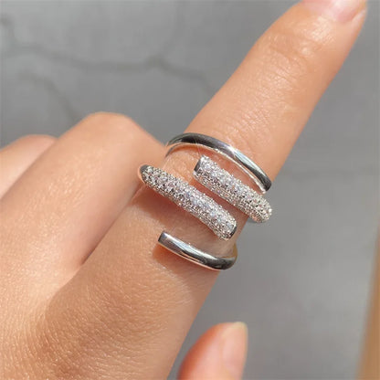 UILZ Adjustable Punk Nail Ring with Cubic Zirconia – Stylish Korean Fashion Jewelry