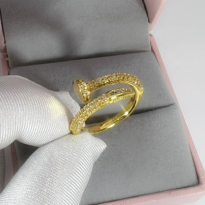 UILZ Adjustable Punk Nail Ring with Cubic Zirconia – Stylish Korean Fashion Jewelry
