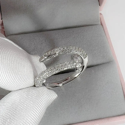 UILZ Adjustable Punk Nail Ring with Cubic Zirconia – Stylish Korean Fashion Jewelry