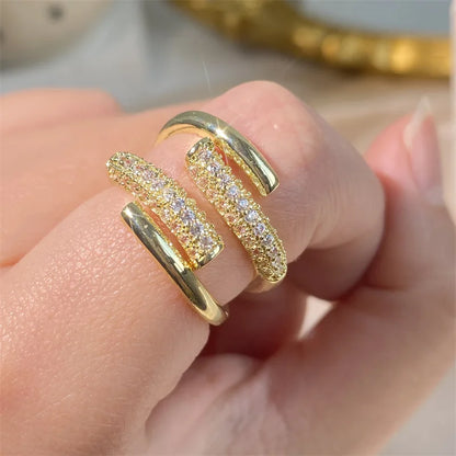 UILZ Adjustable Punk Nail Ring with Cubic Zirconia – Stylish Korean Fashion Jewelry