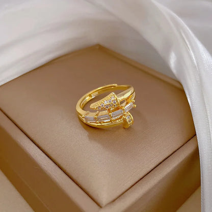 UILZ Adjustable Punk Nail Ring with Cubic Zirconia – Stylish Korean Fashion Jewelry